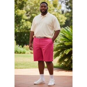 Roundtree & Yorke Big & Tall 48 Performance Shorts - Summer Coral
